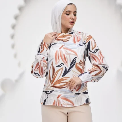 Elegant Printed Satin Blouse