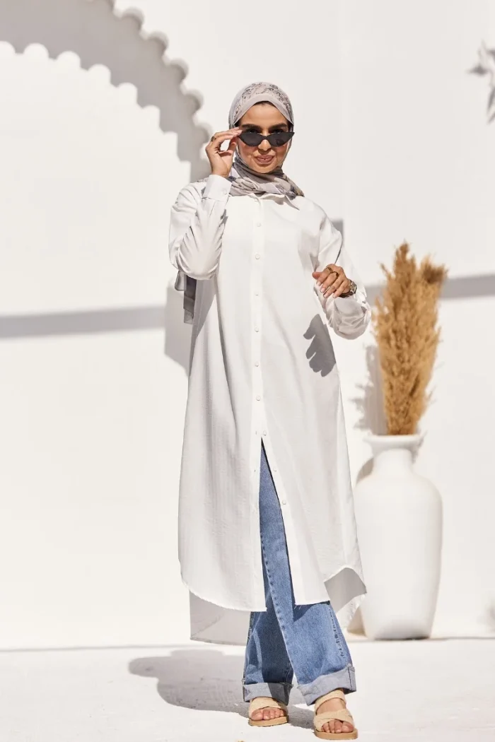 long shirt dress white