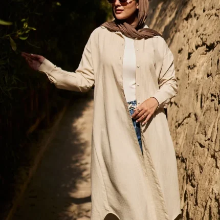 قميص فستان طويل كتان