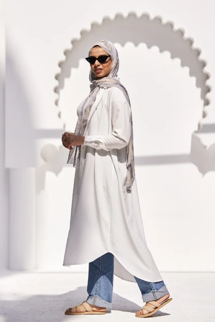 long shirt dress white