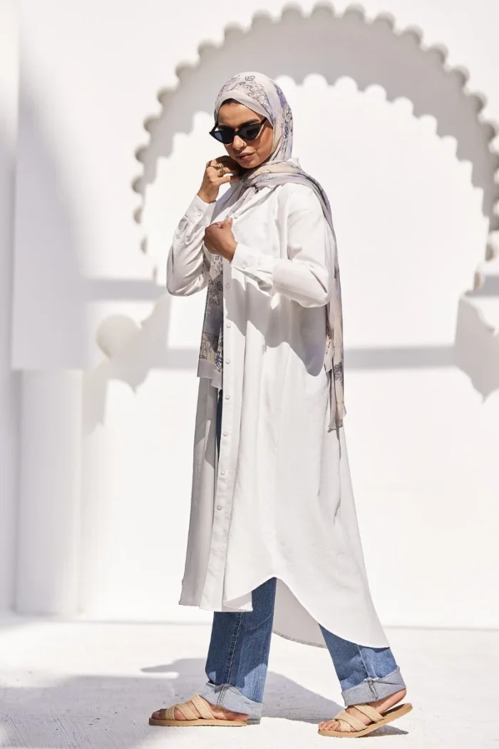 long shirt dress white