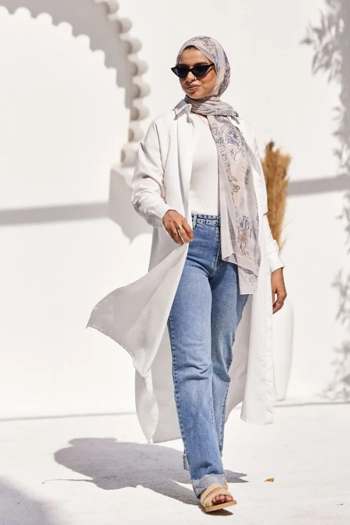 long shirt dress white