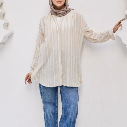 قميص كتان مقلم شي ان