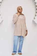 stripped chemise linen shein