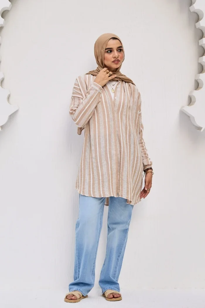 stripped chemise linen shein