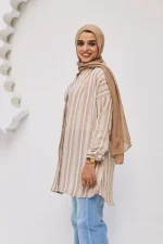stripped chemise linen shein
