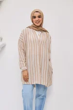 stripped chemise linen shein