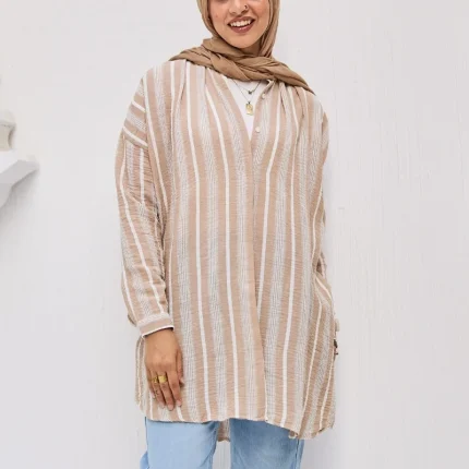 stripped chemise linen shein