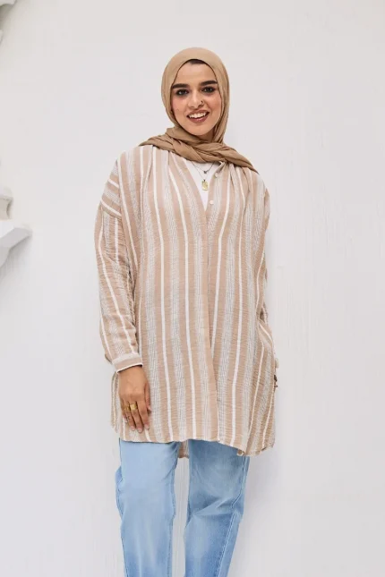 stripped chemise linen shein
