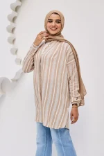 stripped chemise linen shein