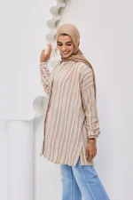 stripped chemise linen shein