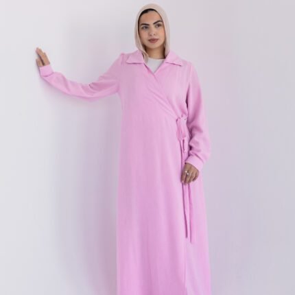 Pink Hijab-Friendly Wrap dress