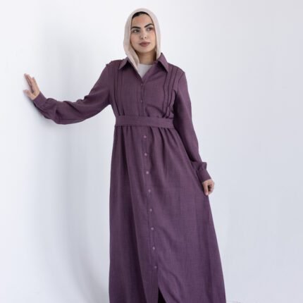 Comfortable women’s button dress-Light purple