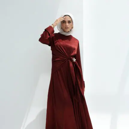 Hijab Occasion Apres midi Dress-Burgundy